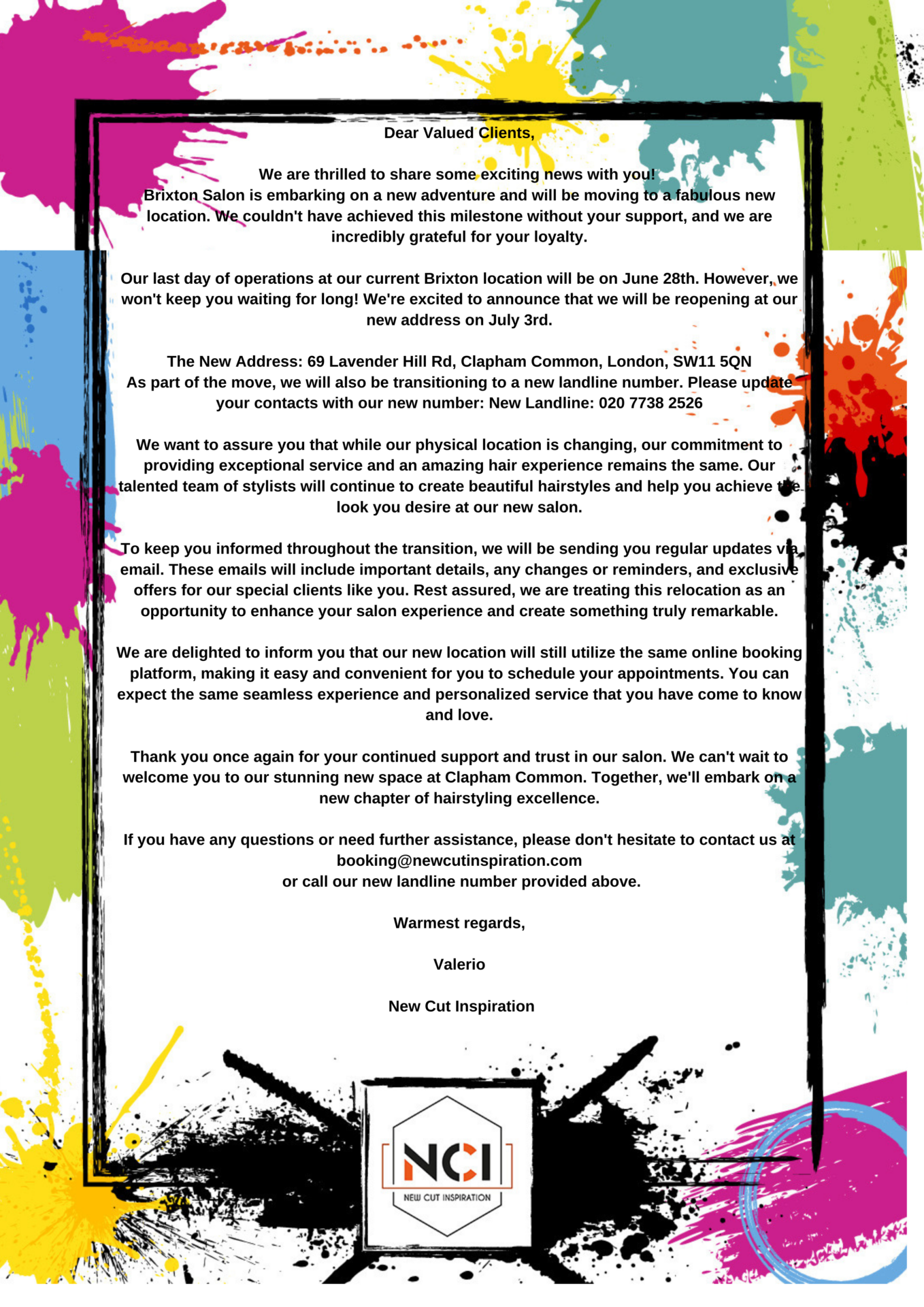 Dear Valued Clients We are thrilled to share some exciting news with you Brixton Salon is embarking on a new adventure and will be moving to a fabulous new location. We couldnt have achieved this milestone witho